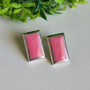 925 Sterling Silver Pink Inlay Earrings